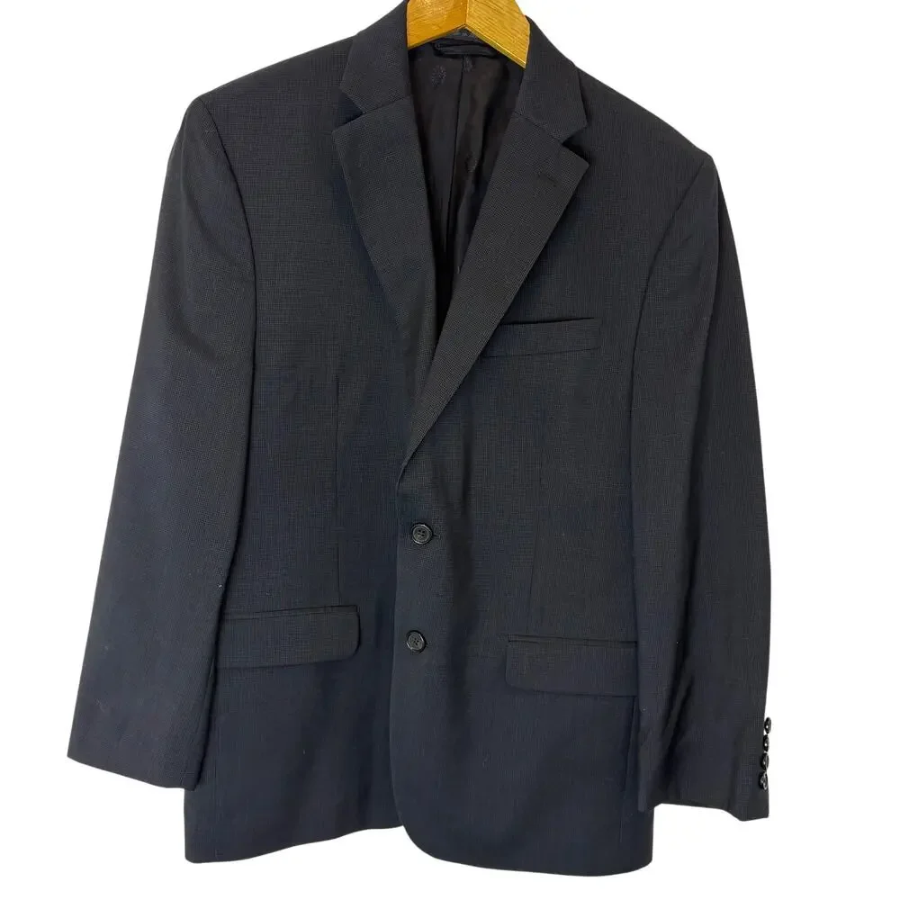 Lauren Ralph Lauren -Black Fine Cross Hatch Pattern Wool Suit Jacket- Size 40S